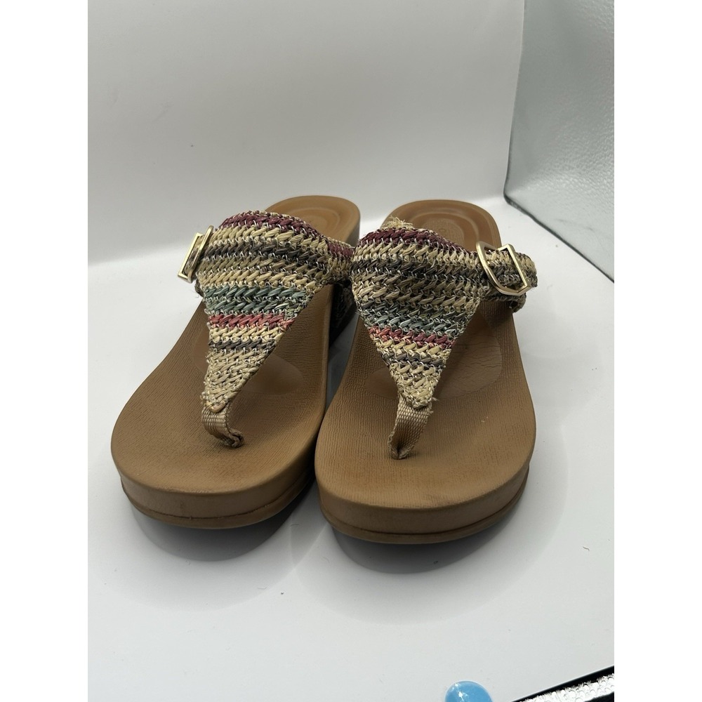 Aetrex Kate Boho Braided Wedge Sandals Arch Support Thong Flip Flops Women's 7